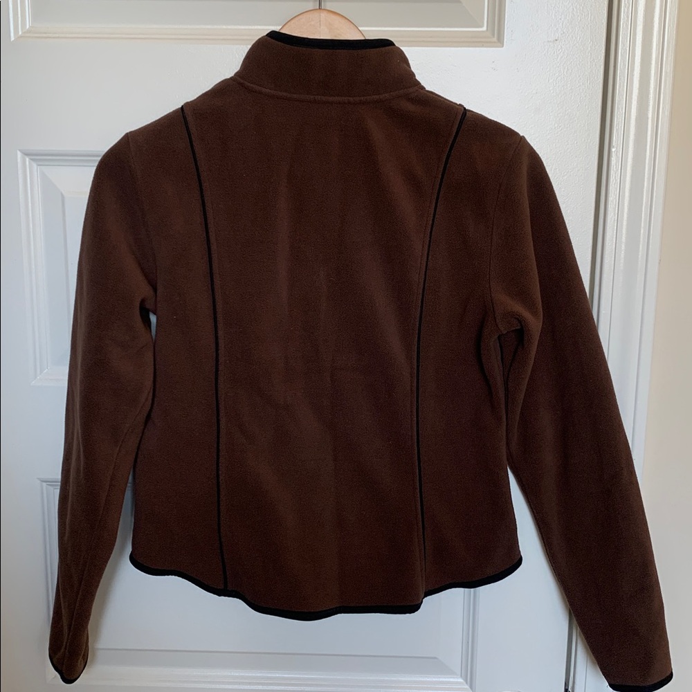 Brown Women's Fleece Jacket with black piping - Picture 3 of 3